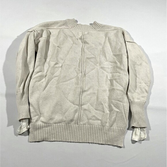 BROCHU WALKER Women’s Sweater Knit Ivory Cotton Cashmere Layered V Neck Sz M - Picture 6 of 10
